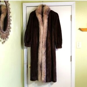 Koslow's Brown Fur Coat with Cream Trim